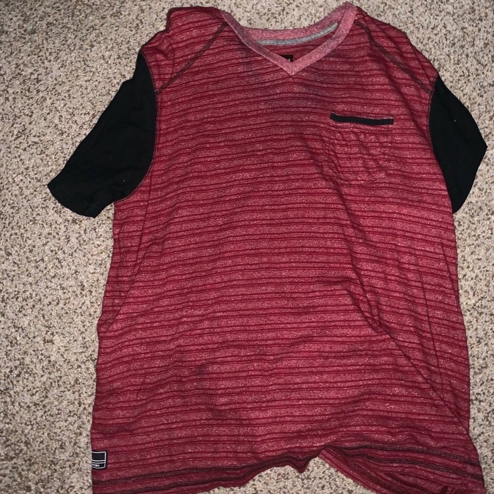 Red shirt with black sleeves